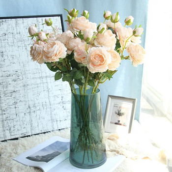 1PC божур Изкуствено цвете Западна роза Сватбена украса Фалшиво цвете Декорация на холна маса