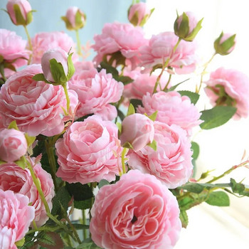 1PC божур Изкуствено цвете Западна роза Сватбена украса Фалшиво цвете Декорация на холна маса