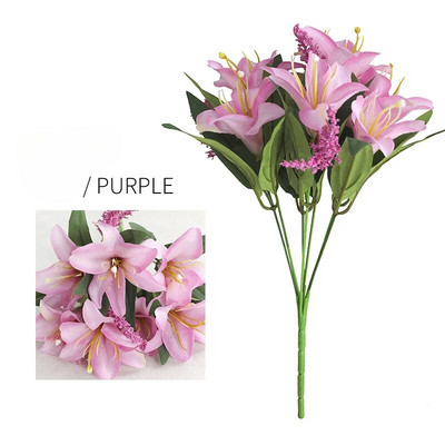 33CM flori artificiale roșii 7 capete mini buchet de crini decorare nunta perete cu flori amenajare peisagistică decorare acasă