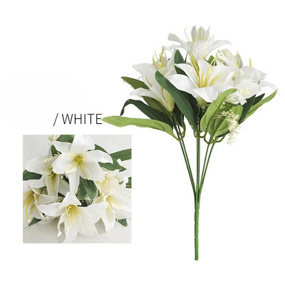 33CM flori artificiale roșii 7 capete mini buchet de crini decorare nunta perete cu flori amenajare peisagistică decorare acasă