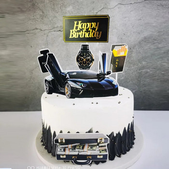 Μοτοσικλέτα Happy Birthday Cake Topper Συνδυασμός Car Cupcake Toppers Αγόρια Ανδρικά πάρτι γενεθλίων Γαμήλια Διακοσμήσεις τούρτας