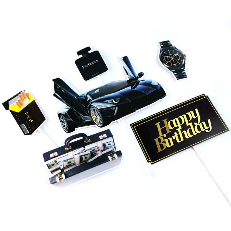 Motocikl Sretan rođendan Preljev za tortu Kombinacija Auto Preljevi za kolače Dječaci Muškarci Rođendanska zabava Vjenčanje Deserti Dekoracije za torte