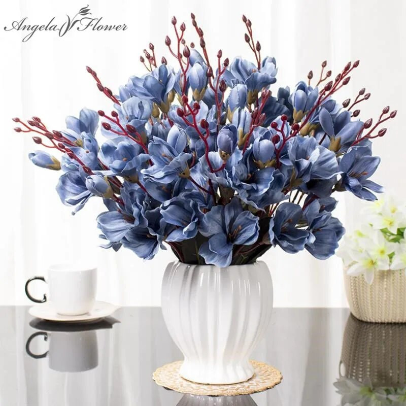 umelý kvet mangólie, 45 cm, svadobná dekorácia na domácu párty, vianočný darček, doplnky k hotelovému stolu, mečíky