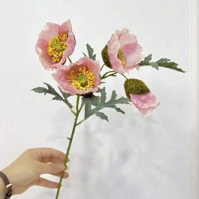 Simulare de flori de mac cu 4 capete Yu Meiren Acasă Sufragerie Decorarea mesei Hotel Nuntă Flori artificiale Plante false