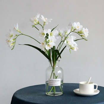 1 бр. Изкуствени копринени бели цветя на орхидея Истинско докосване Фалшиво цвете за сватбено парти Декорация на домашен фестивал