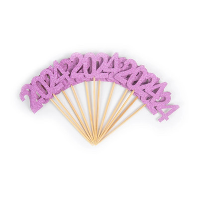 12 vnt. 2024 m. tortų viršus Naujieji 2024 m. dantų krapštukas Laimingų Naujųjų 2023 m. vakarėlio dekoravimo reikmenys tortų tvarsčiai kalėdinio pyrago dekoras