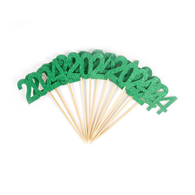 12 vnt. 2024 m. tortų viršus Naujieji 2024 m. dantų krapštukas Laimingų Naujųjų 2023 m. vakarėlio dekoravimo reikmenys tortų tvarsčiai kalėdinio pyrago dekoras