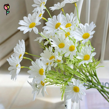 5 τμχ Μπουκέτο τεχνητό χρυσάνθεμο λουλούδια μαργαρίτα Διακόσμηση γάμου σπιτιού 5-κεφαλή Χαμομήλι Πλαστική ψεύτικη διακόσμηση κήπου με λουλούδια