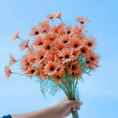 5 τμχ Μπουκέτο τεχνητό χρυσάνθεμο λουλούδια μαργαρίτα Διακόσμηση γάμου σπιτιού 5-κεφαλή Χαμομήλι Πλαστική ψεύτικη διακόσμηση κήπου με λουλούδια