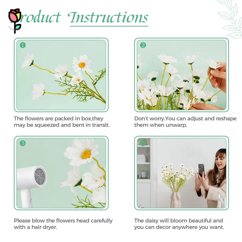 5 ks umelých kvetov sedmokrásky chryzantémy kytica domáca svadobná dekorácia 5-hlavý harmanček plastová umelá kvetinová záhradná dekorácia