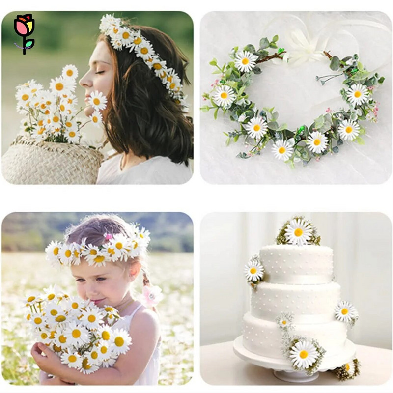 5 ks umelých kvetov sedmokrásky chryzantémy kytica domáca svadobná dekorácia 5-hlavý harmanček plastová umelá kvetinová záhradná dekorácia