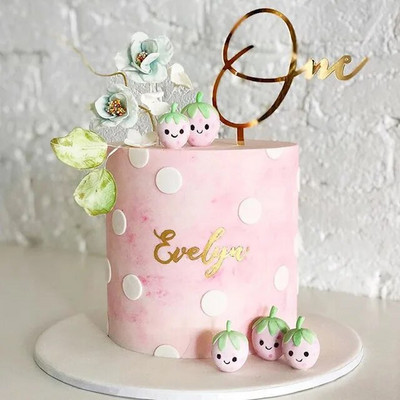 Νέο Ξύλινο One Birthday Happy Cake Topper Wood ONE Kids Party Cake Toppers for Baby Shower Διακοσμήσεις για επιδόρπιο κέικ 1ου έτους