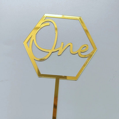 Νέο Ξύλινο One Birthday Happy Cake Topper Wood ONE Kids Party Cake Toppers for Baby Shower Διακοσμήσεις για επιδόρπιο κέικ 1ου έτους