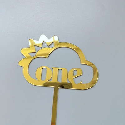 Νέο Ξύλινο One Birthday Happy Cake Topper Wood ONE Kids Party Cake Toppers for Baby Shower Διακοσμήσεις για επιδόρπιο κέικ 1ου έτους