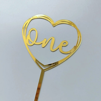 Νέο Ξύλινο One Birthday Happy Cake Topper Wood ONE Kids Party Cake Toppers for Baby Shower Διακοσμήσεις για επιδόρπιο κέικ 1ου έτους
