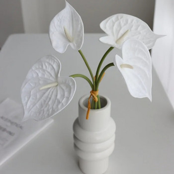 Луксозни 4 бр./пакет Real touch Anthurium PU изкуствено цвете Коледен домашен декор flores plante artificielle бяла сватбена украса