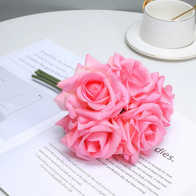 Buchet de trandafiri 5Head Curl Edge Hidratant Real Touch Buchet de trandafiri de nunta Buchet de mireasa Flori artificiale Home Party Event Decor