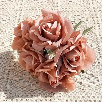 Buchet de trandafiri 5Head Curl Edge Hidratant Real Touch Buchet de trandafiri de nunta Buchet de mireasa Flori artificiale Home Party Event Decor