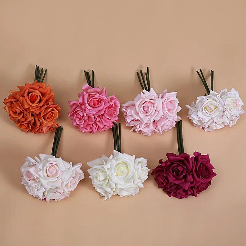 Buchet de trandafiri 5Head Curl Edge Hidratant Real Touch Buchet de trandafiri de nunta Buchet de mireasa Flori artificiale Home Party Event Decor