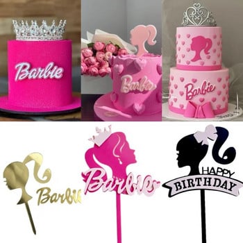 Pink Girl Happy Birthday Cake Topper Акрилни Lady Girl Cake Toppers за сватба Рожден ден Десерт Декорации за торта Парти консумативи