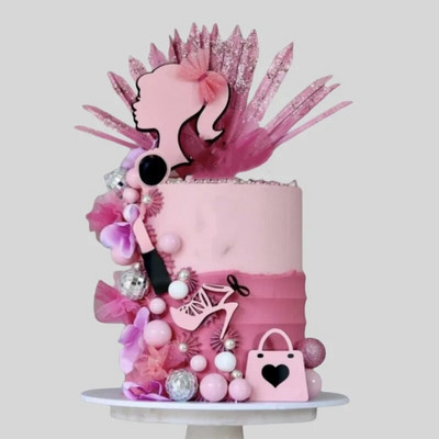 Pink Girl Happy Birthday Cake Topper Ακρυλικά Lady Girl Cake Toppers για Επιδόρπιο Γάμου Γενέθλια Διακοσμήσεις τούρτας Προμήθειες πάρτι