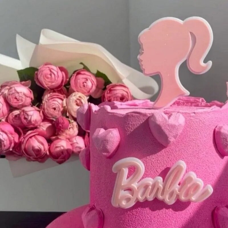 Pink Girl Happy Birthday torto apmušalas Akrilinis moteriškas mergaičių tortų apmušalas, skirtas vestuvių gimtadienio desertui, tortų papuošimui vakarėlio reikmenys