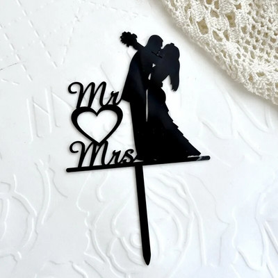 2024 INS Ακρυλική Καρδιά Mr & Mrs Groom Bride Cake Toppers For Women Lovers Γάμοι Αρραβωνιαστικοί Διακόσμηση τούρτας για το πάρτι του Αγίου Βαλεντίνου