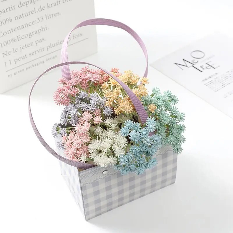 Mini plastični buket umjetnog cvijeća od 10 cm za uređenje kućne sobe Vjenčane dekoracije Mali cvjetni vrt Dodaci za vijence DIY