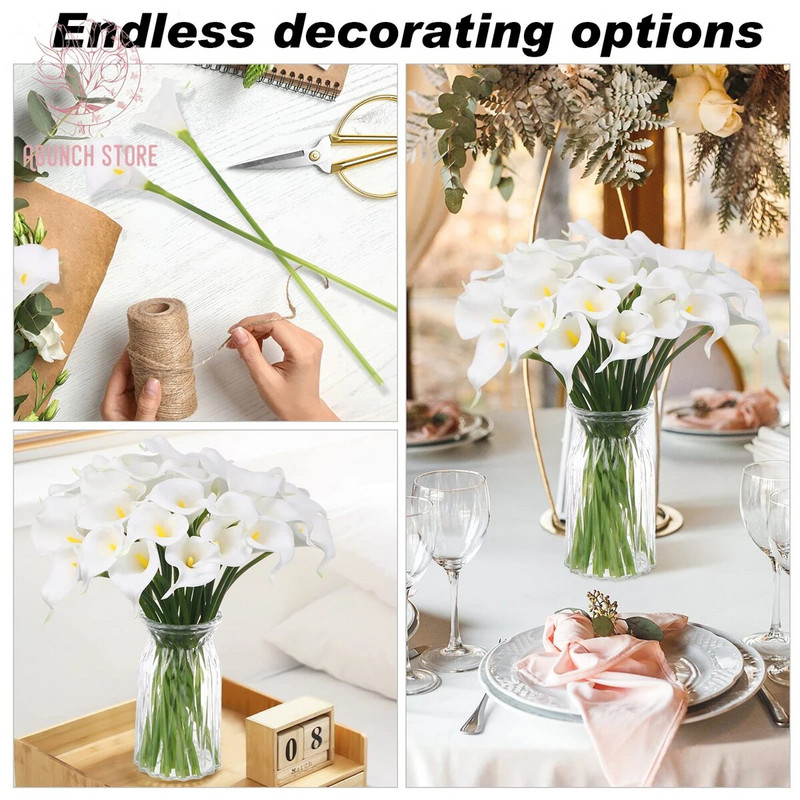 10 buc flori artificiale de crin Buchet de mireasă aranjament floral de nuntă crin fals din mătase vază acasă pentru decor pentru masă