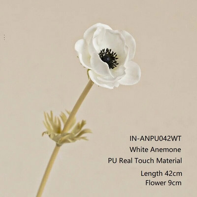 INDIGO - umelý kvet na dekoráciu do domácnosti, biela sasanka, sedmokráska, svadba, kvetinová výzdoba, párty dekorácia, 42 cm