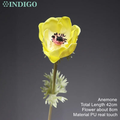 INDIGO - umelý kvet na dekoráciu do domácnosti, biela sasanka, sedmokráska, svadba, kvetinová výzdoba, párty dekorácia, 42 cm