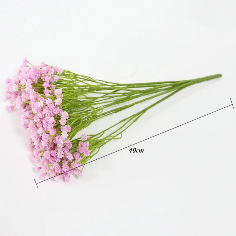 Flori artificiale din plastic JAROWN, false colorate, 7 capete, simulare de respirație a bebelușilor, flori decorative pentru decorațiuni de petrecere de nuntă