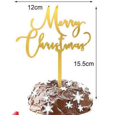 Bună ziua 2024 La mulți ani pentru tort Topper acrilic pentru cupcake de Crăciun fericit pentru decorațiuni de tort pentru petrecerea de Anul Nou 2024