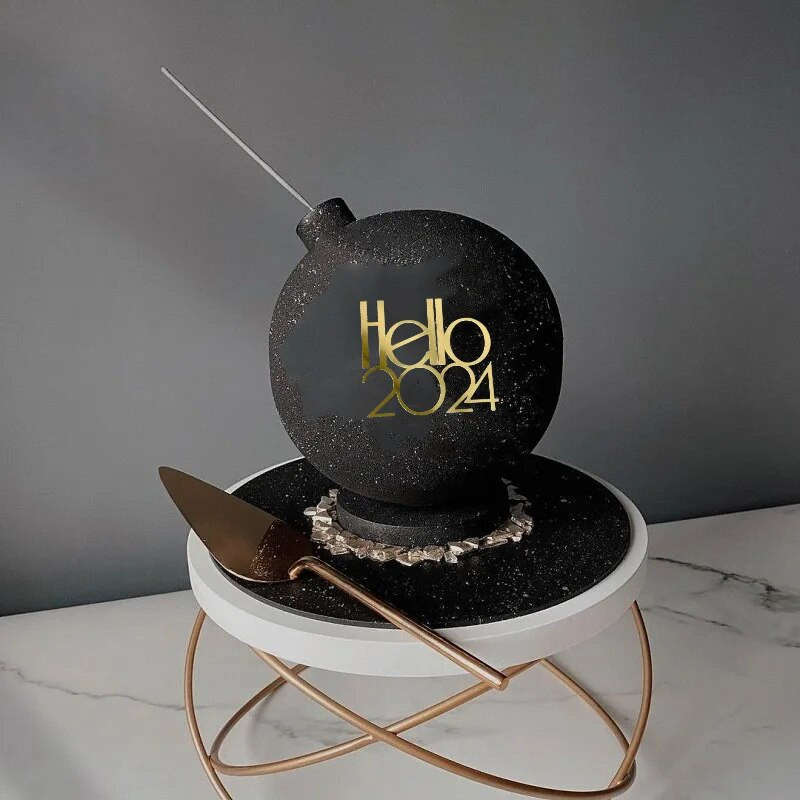 Bună ziua 2024 La mulți ani pentru tort Topper acrilic pentru cupcake de Crăciun fericit pentru decorațiuni de tort pentru petrecerea de Anul Nou 2024