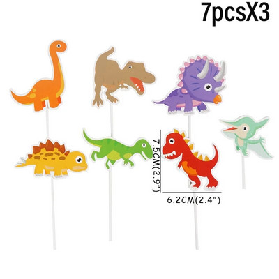 21 τμχ/σετ Cartoon Dinosaur Cupcake Toppers Dinosaur Theme Boy 1st Birthday Party Decoration Dino Theme Party Cake Topper