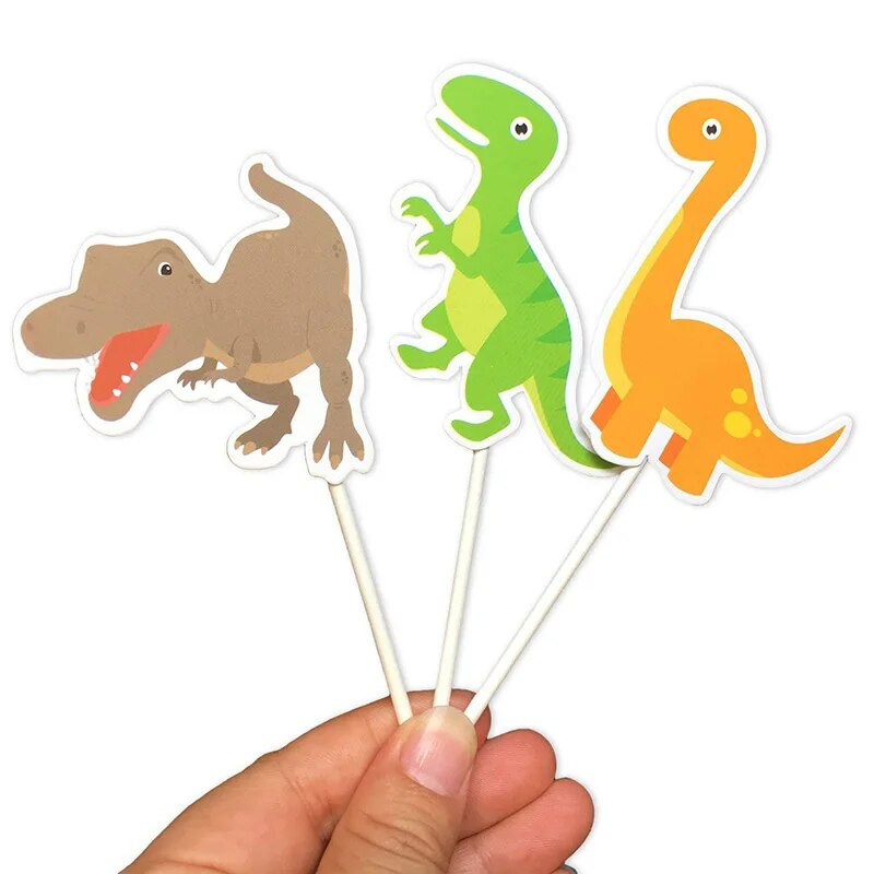 21 bucăți/set decorațiuni pentru cupcake cu dinozaur din desene animate, cu tema de dinozaur, decorare pentru prima zi de naștere pentru băiat