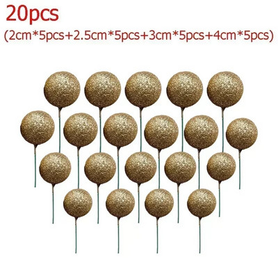 20 vnt. torto viršus auksinis sidabrinis rutulys su gimtadieniu torto dangtelis „pasidaryk pats“ keksiukų vėliavėlė Vestuvių kalėdinio rutulio dekoras Gimtadienio dekoravimas