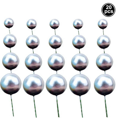 20 vnt. torto viršus auksinis sidabrinis rutulys su gimtadieniu torto dangtelis „pasidaryk pats“ keksiukų vėliavėlė Vestuvių kalėdinio rutulio dekoras Gimtadienio dekoravimas