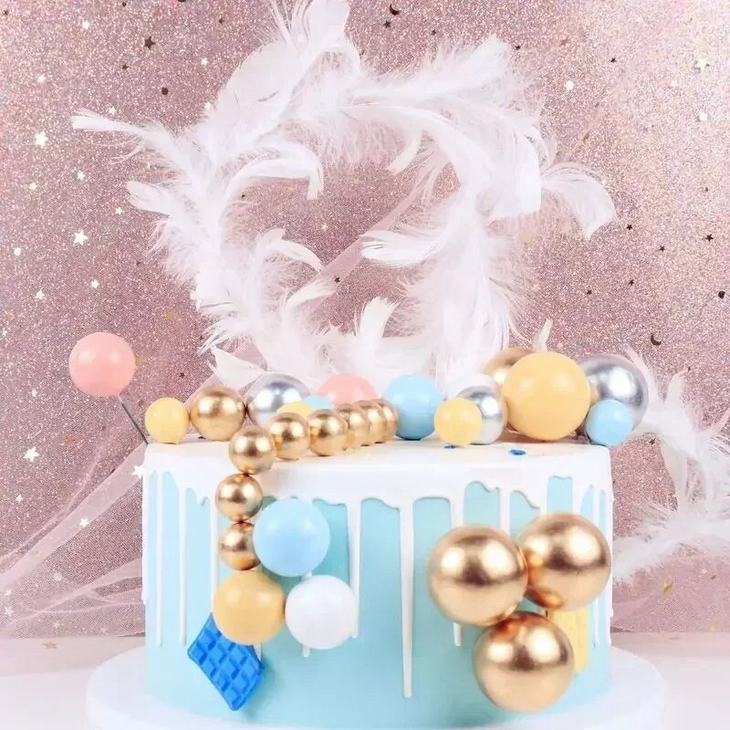 20 vnt. torto viršus auksinis sidabrinis rutulys su gimtadieniu torto dangtelis „pasidaryk pats“ keksiukų vėliavėlė Vestuvių kalėdinio rutulio dekoras Gimtadienio dekoravimas