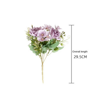 5head Tea Rose Букет от изкуствени цветя Ръчна имитация на цветя Сватбена украса Фалшив букет от цветя Роза Коледна украса