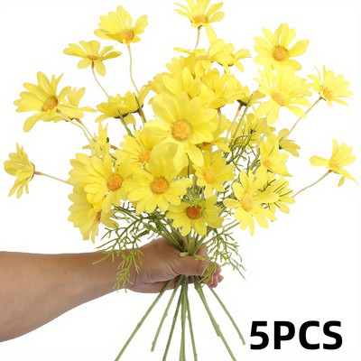 5 τμχ Μικρή ανθοδέσμη προσομοίωσης μαργαρίτα Χαμομήλι Διακόσμηση σπιτιού Τεχνητά χρυσάνθεμα ψεύτικα λουλούδια γάμου με λουλούδια φωτογραφικά στηρίγματα