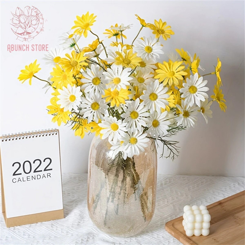 5 ks Malá kytica simulácií sedmokrások, harmanček, domáca dekorácia, umelé chryzantémy, umelé kvety, svadobné kvetinové rekvizity na fotografie