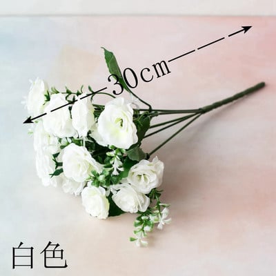 15Heads Mini Roses Kytica Umelý kvet Svadobná scéna Rozloženie Falošný kvet Obývacia izba Vianočné Domov Stôl Dekorácie Doplnky