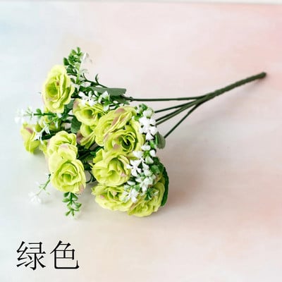 15Heads Mini Roses Kytica Umelý kvet Svadobná scéna Rozloženie Falošný kvet Obývacia izba Vianočné Domov Stôl Dekorácie Doplnky
