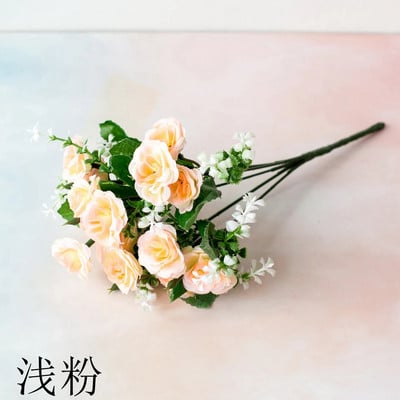 15Heads Mini Roses Kytica Umelý kvet Svadobná scéna Rozloženie Falošný kvet Obývacia izba Vianočné Domov Stôl Dekorácie Doplnky