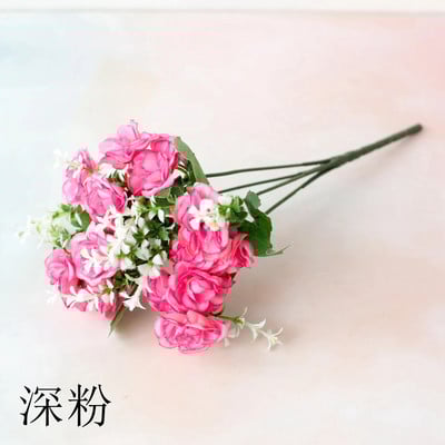 15Heads Mini Roses Kytica Umelý kvet Svadobná scéna Rozloženie Falošný kvet Obývacia izba Vianočné Domov Stôl Dekorácie Doplnky