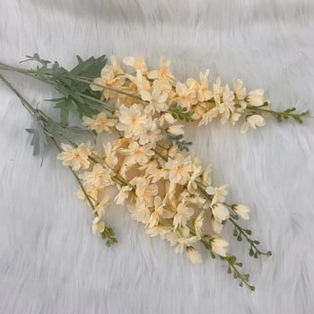 2 вилица Flocking Delphinium Flower Branch Копринени изкуствени цветя за домашна сватба Декорация на хотел Fleur Artificielle 1PC цвете