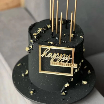 Νέα Ψηφιακά Happy Birthday Cake Toppers Gold Υψηλής ποιότητας ακρυλικό ακρυλικό Παιδικό πάρτι γενεθλίων Topper Baby Shower Decoration
