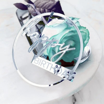 Νέα Ψηφιακά Happy Birthday Cake Toppers Gold Υψηλής ποιότητας ακρυλικό ακρυλικό Παιδικό πάρτι γενεθλίων Topper Baby Shower Decoration