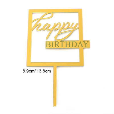 Νέα Ψηφιακά Happy Birthday Cake Toppers Gold Υψηλής ποιότητας ακρυλικό ακρυλικό Παιδικό πάρτι γενεθλίων Topper Baby Shower Decoration